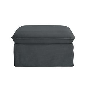 Inspired Home Maelynn Modern Dark Grey Linen Rectangle Ottoman