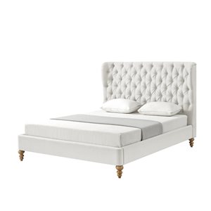 Inspired Home Kashton Cream White King Bed Frame Bed