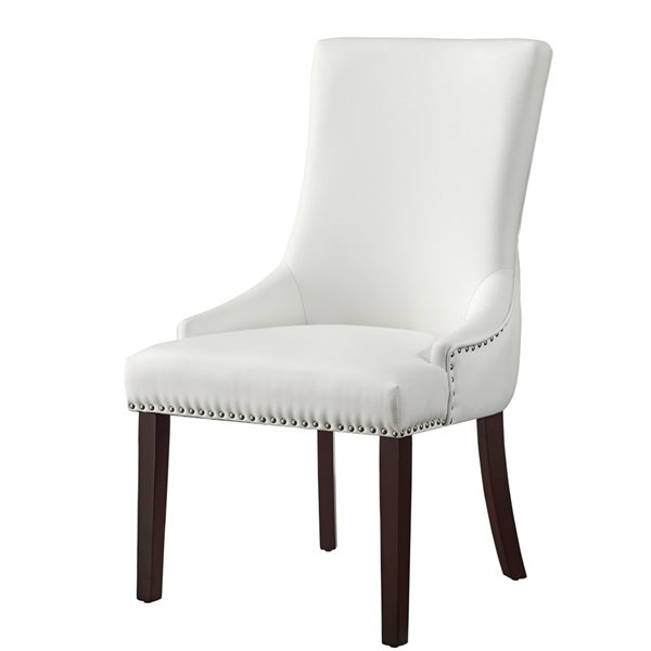 Inspired Home Set of 2 Piper Traditional White Faux leather Upholstered ...