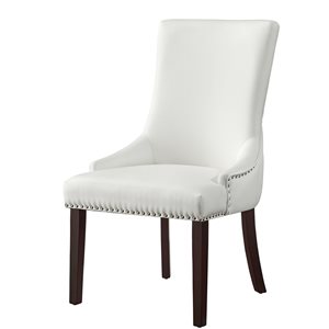 Inspired Home Set of 2 Piper Traditional White Faux leather Upholstered Parson Chair (Wood Frame)