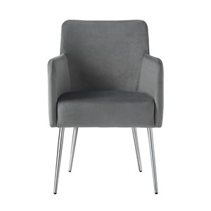 Inspired Home Set of 2 Capelli Contemporary Light Grey Velvet Upholstered Parson Chair (Wood Frame)