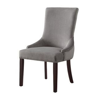 Inspired Home Set of 2 Piper Traditional Grey Velvet Upholstered Parson Chair (Wood Frame)