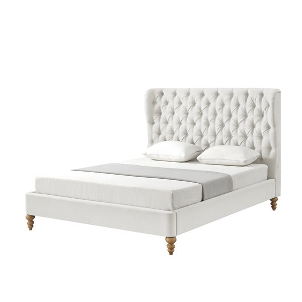 Inspired Home Kashton Cream White Queen Bed Frame Bed SBD253-03CWQ-LAC ...