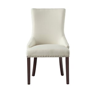 Inspired Home Set of 2 Piper Traditional Cream White Linen Upholstered Parson Chair (Wood Frame)