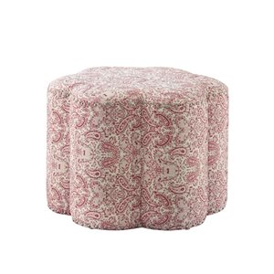 Inspired Home Bronx Modern Paisley Red Linen Abstract Ottoman