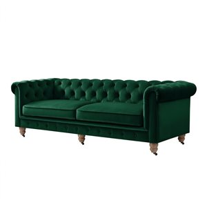 Inspired Home Macey Modern Hunter Green Velvet Sofa