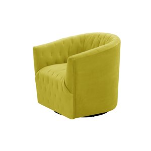 Inspired Home Shabby Chic Arlene Swivel Upholstered Accent Chair in Velvet Yellow