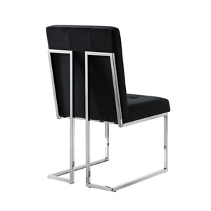 Inspired Home Set of 2 Triniti Contemporary Black Velvet Upholstered Parson Chair (Metal Frame)