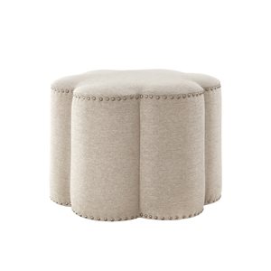 Inspired Home Bronx Modern Light Beige Linen Abstract Ottoman