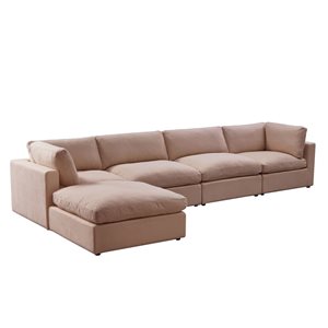 Inspired Home Yaritza Modern Upholstered Pink Linen Sofa