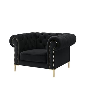 Inspired Home Inspired Home Journie Chesterfield Club Button Tufted Velvet Black Chair
