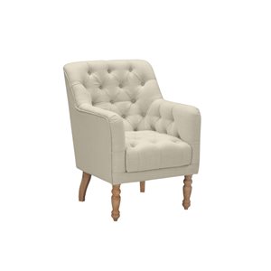 Inspired Home Shabby Chic Ansel Upholstered Light Beige Linen Accent Armchair