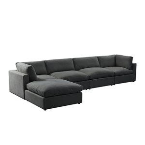 Inspired Home Yaritza Modern Upholstered Charcoal Linen Sofa