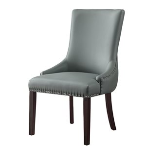Inspired Home Set of 2 Piper Traditional Light Grey Faux leather Upholstered Parson Chair (Wood Frame)