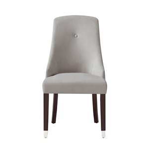 Inspired Home Set of 2 Cora Traditional Light Grey/Silver Velvet Upholstered Parson Chair (Wood Frame)