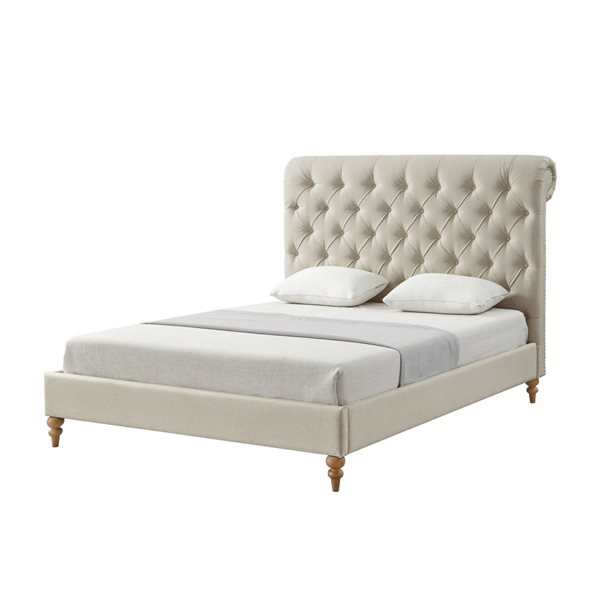 Inspired Home Xiomara Beige Queen Bed Frame Bed SBD254-03BEQ-LAC | RONA