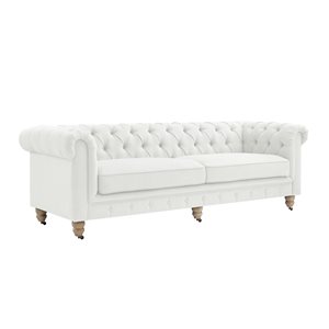 Inspired Home Macey Modern Cream White Linen Sofa