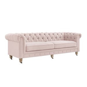 Inspired Home Macey Modern Tufted Pink Linen Sofa