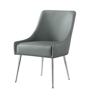Inspired Home Set of 2 Capelli Contemporary Grey Faux leather Upholstered Parson Chair (Wood Frame)