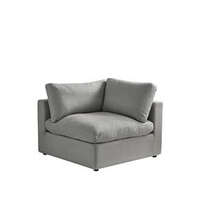 Inspired Home Yaritza Modern Upholstered Grey Linen Corner Sofa