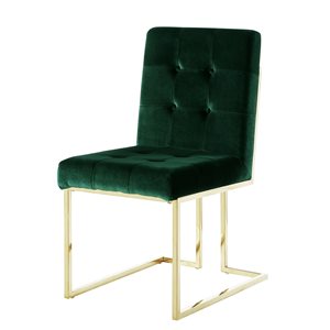 Inspired Home Set of 2 Triniti Contemporary Hunter Green Velvet Upholstered Parson Chair (Metal Frame)