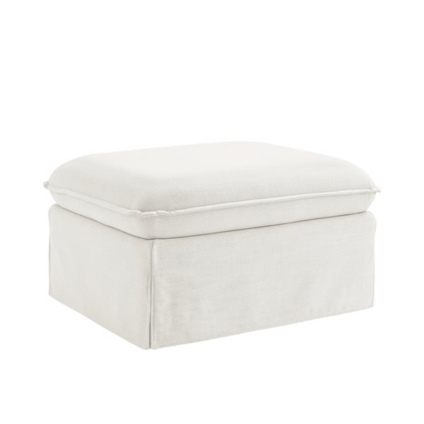 Inspired Home Maelynn Modern Pure White Linen Rectangle Ottoman SON233