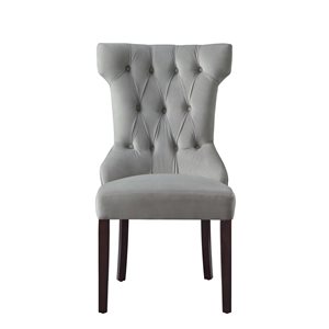 Inspired Home Set of 2 Ximena Traditional Light Grey Velvet Upholstered Parson Chair (Wood Frame)
