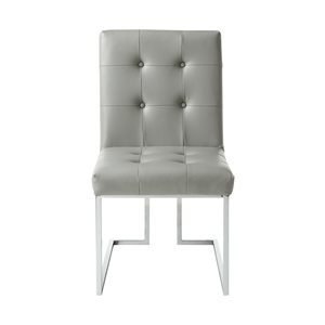 Inspired Home Set of 2 Triniti Contemporary Light Grey Faux leather Upholstered Parson Chair (Metal Frame)