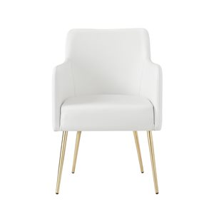 Inspired Home Set of 2 Capelli Contemporary White Faux leather Upholstered Parson Chair (Wood Frame)