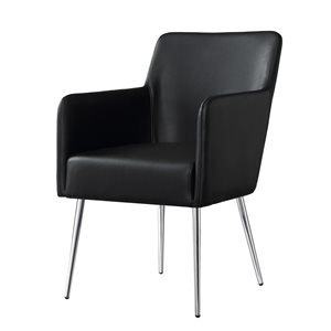 Inspired Home Set of 2 Capelli Contemporary Black Faux leather Upholstered Parson Chair (Wood Frame)