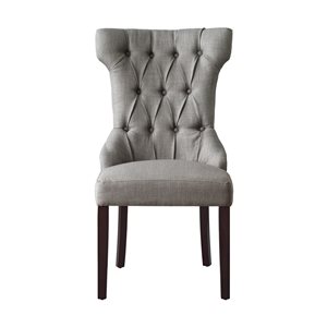 Inspired Home Set of 2 Ximena Traditional Light Grey Linen Upholstered Parson Chair (Wood Frame)