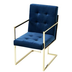 Inspired Home Set of 2 Triniti Contemporary Navy Velvet Upholstered Parson Chair (Metal Frame)
