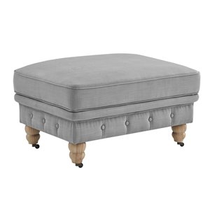 Inspired Home Macey Modern Light Grey Linen Rectangle Ottoman