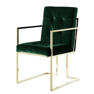 Inspired Home Set of 2 Triniti Contemporary Hunter Green Velvet Upholstered Parson Chair (Metal Frame)
