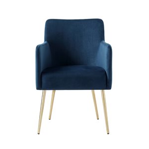 Inspired Home Set of 2 Capelli Contemporary Navy Velvet Upholstered Parson Chair (Wood Frame)