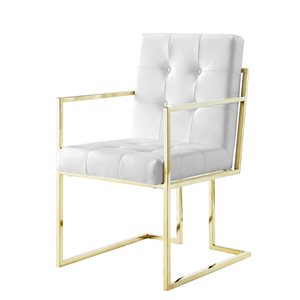Inspired Home Set of 2 Triniti Contemporary White Faux leather Upholstered Parson Chair (Metal Frame)