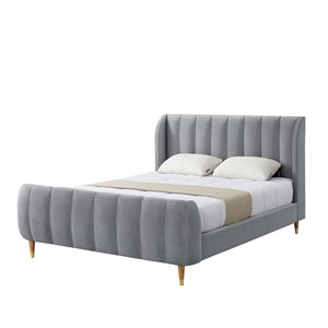 Inspired Home Eleazar Grey Queen Platform Bed