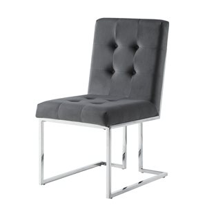 Inspired Home Set of 2 Triniti Contemporary Grey Velvet Upholstered Parson Chair (Metal Frame)