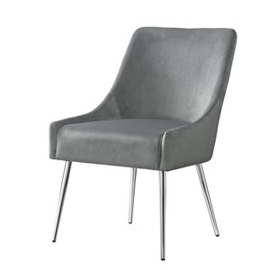 Inspired Home Set of 2 Capelli Contemporary Light Grey Velvet Upholstered Parson Chair (Wood Frame)