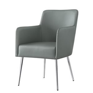 Inspired Home Set of 2 Capelli Contemporary Grey Faux leather Upholstered Parson Chair (Wood Frame)