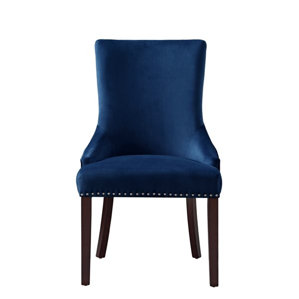 Inspired Home Set of 2 Piper Traditional Navy Velvet Upholstered Parson Chair (Wood Frame)