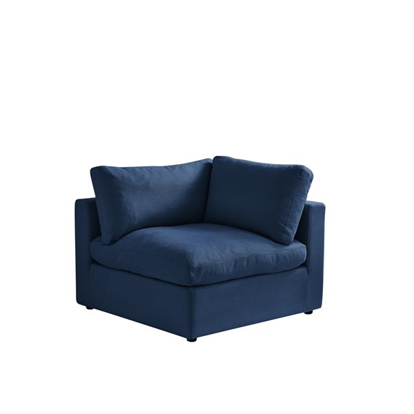 Inspired Home Yaritza Modern Upholstered Navy Linen Corner Sofa SSN215