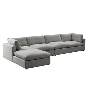 Inspired Home Yaritza Modern Upholstered Grey Linen Sofa