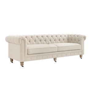 Inspired Home Macey Modern Tufted Beige Linen Sofa