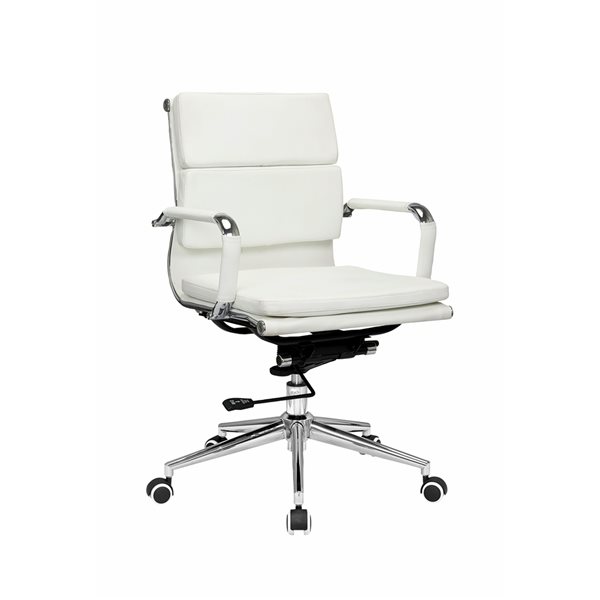 Hudson Home Set Of 1 Renzo White Contemporary Ergonomic Adjustable Height Swivel Desk Chair