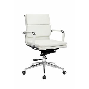 Hudson Home Set Of 1 Renzo White Contemporary Ergonomic Adjustable Height Swivel Desk Chair