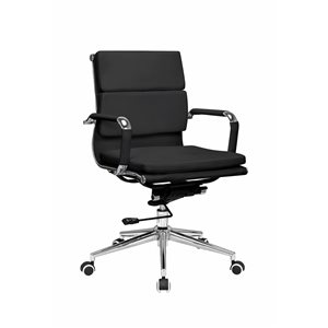 Hudson Home Set Of 1 Renzo Banker Black Contemporary Ergonomic Adjustable Height Swivel Desk Chair