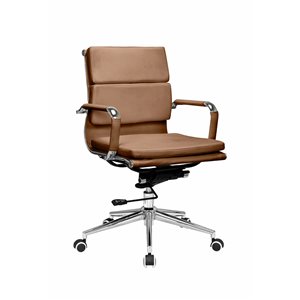 Hudson Home Set Of 1 Renzo Brown Contemporary Ergonomic Adjustable Height Swivel Desk Chair
