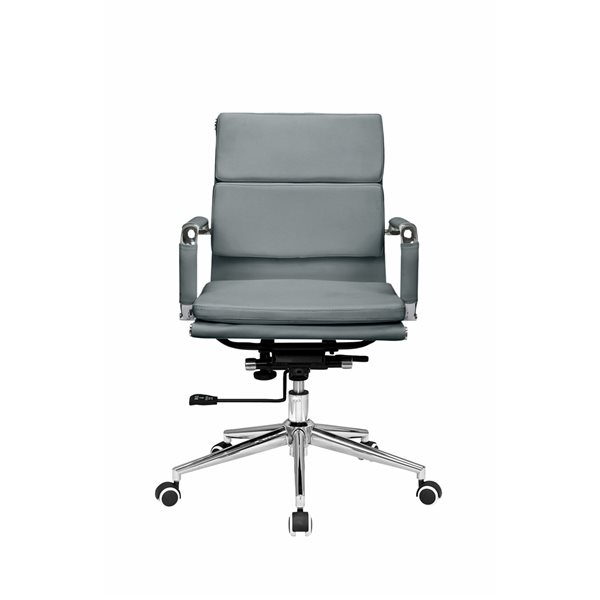 Hudson Home Set Of 1 Renzo Grey Contemporary Ergonomic Adjustable Height Swivel Desk Chair