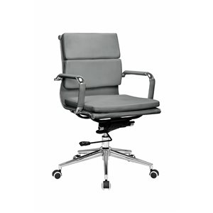Hudson Home Set Of 1 Renzo Grey Contemporary Ergonomic Adjustable Height Swivel Desk Chair